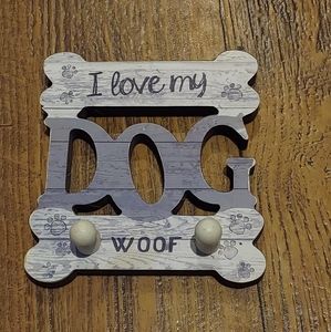 "I love my dog" Sign (leash collar hanger)